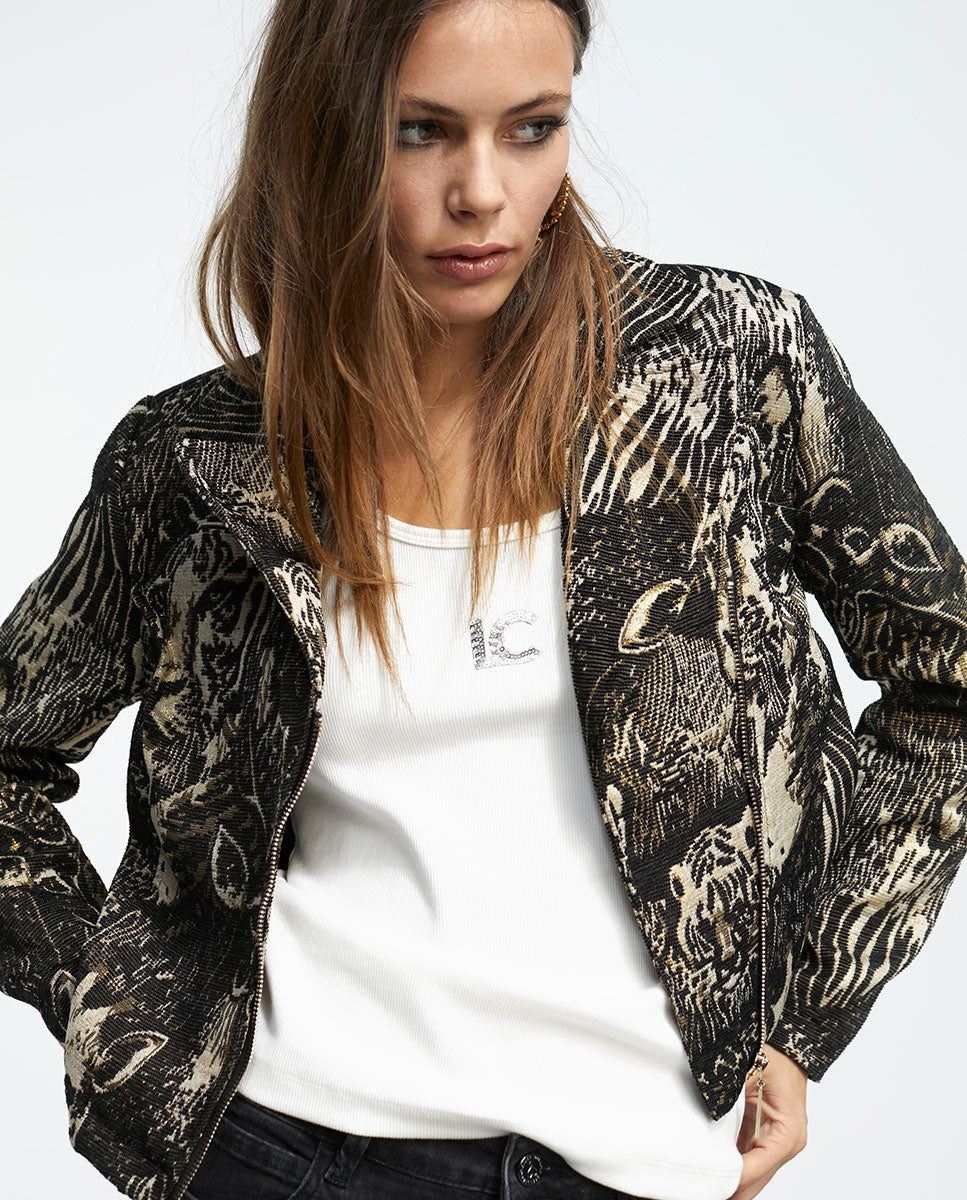 Animal print jacquard jacket