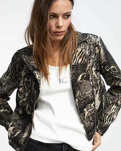 Animal print jacquard jacket