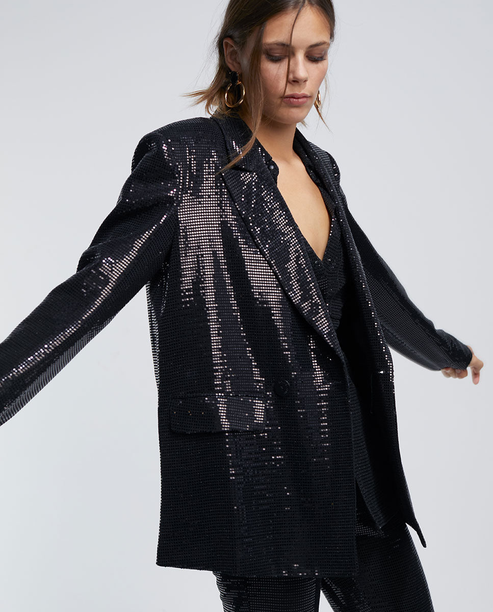 Sequinned knit blazer