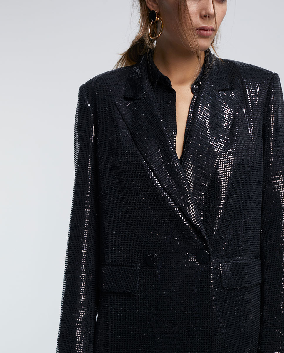 Sequinned knit blazer