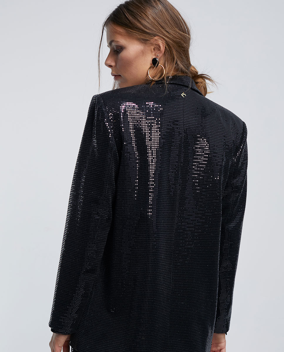 Sequinned knit blazer