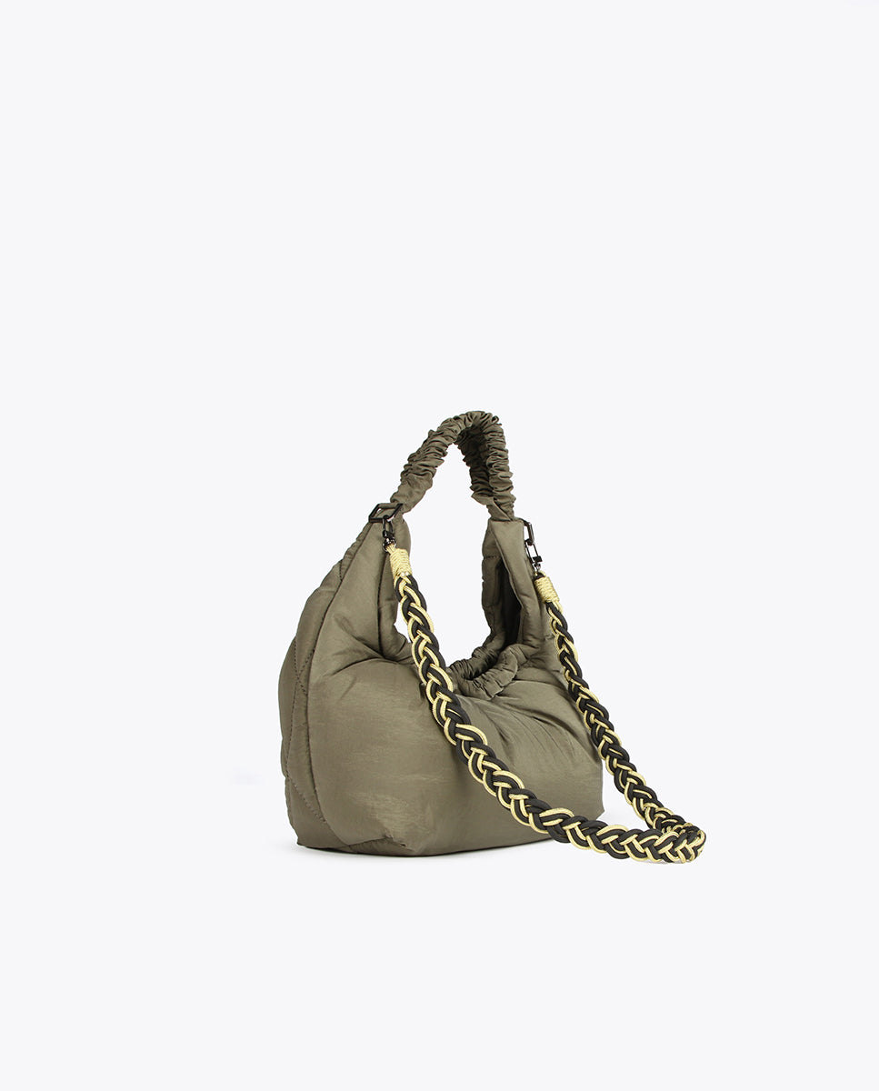 Quilted crossbody bag with braided strap