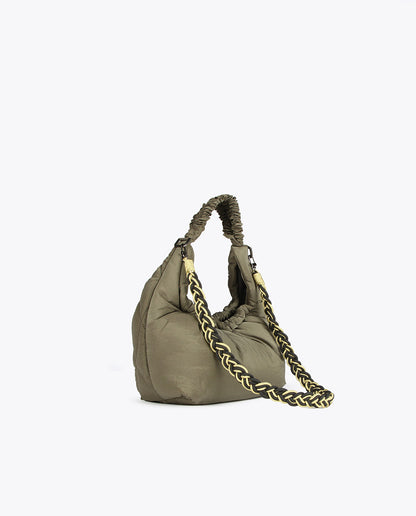 Quilted crossbody bag with braided strap