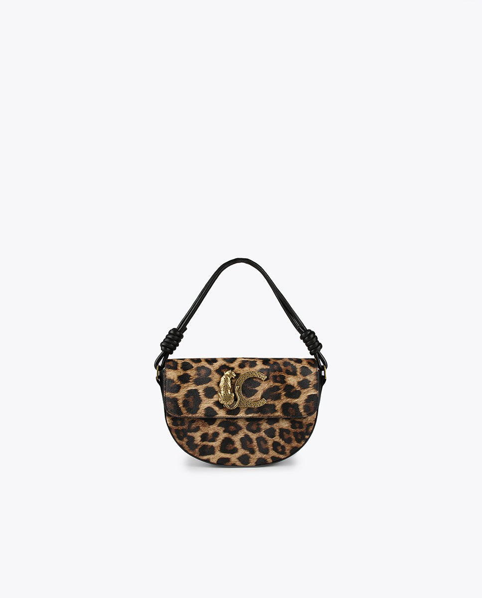 Half-moon animal print crossbody bag