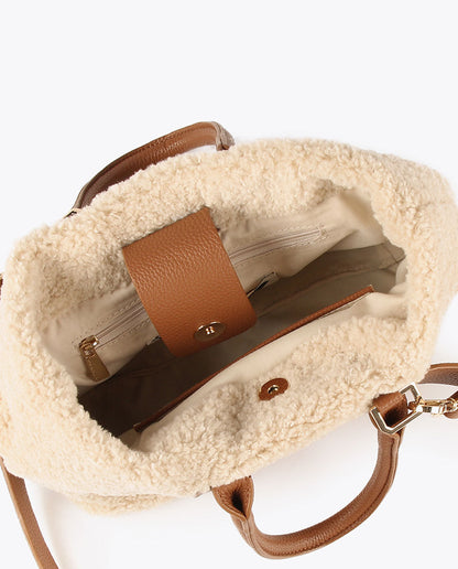 Faux shearling crossbody bag