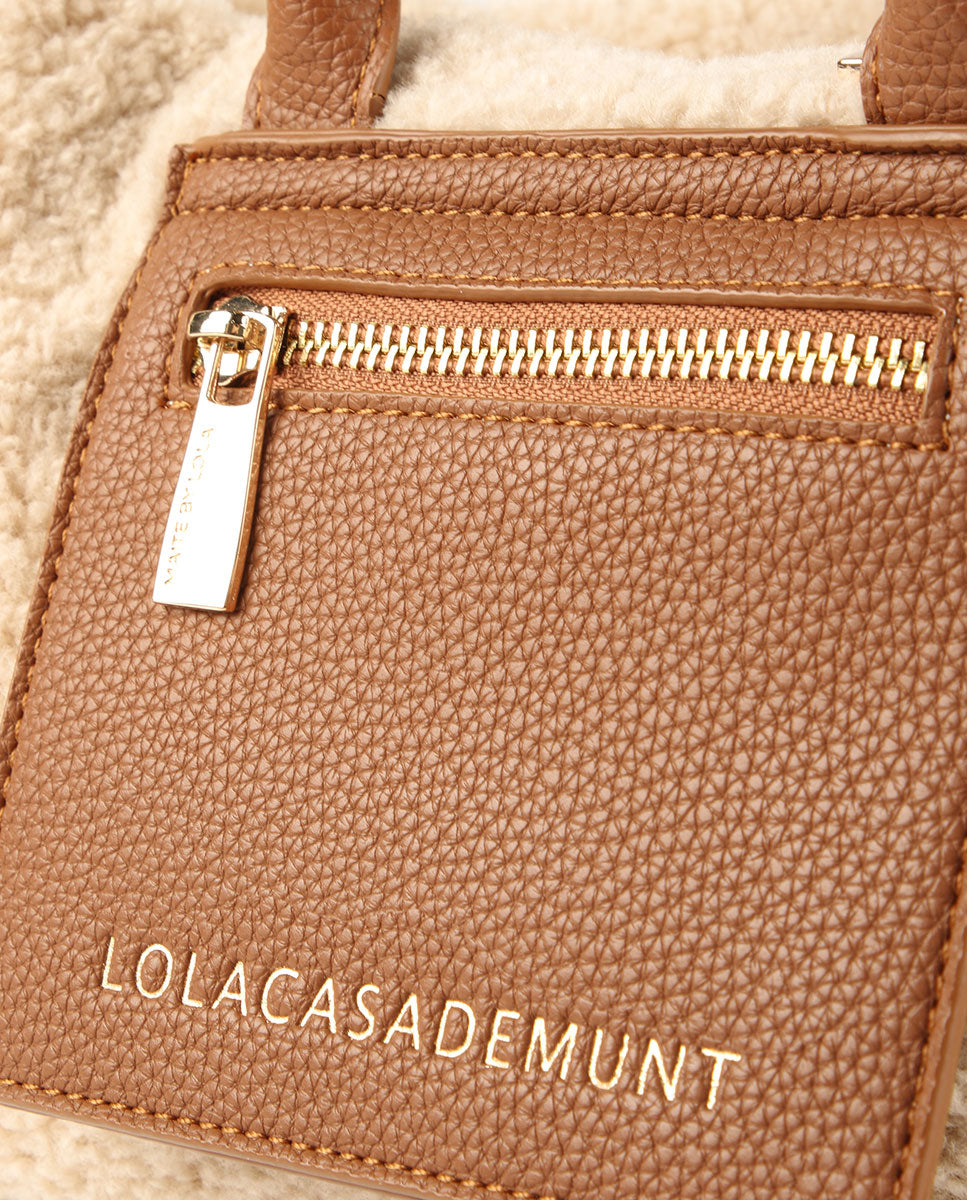 Faux shearling crossbody bag