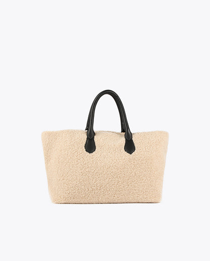 Faux shearling tote bag