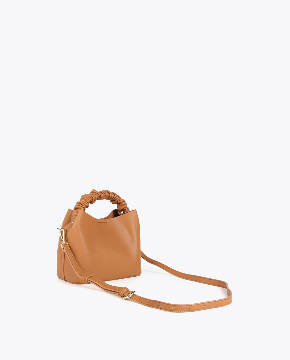 Crossbody bag with gathered strap