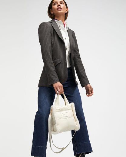 Faux leather and faux fur crossbody bag