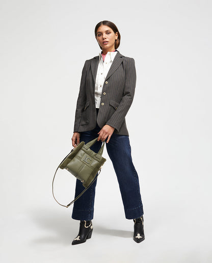 Faux leather and faux fur crossbody bag