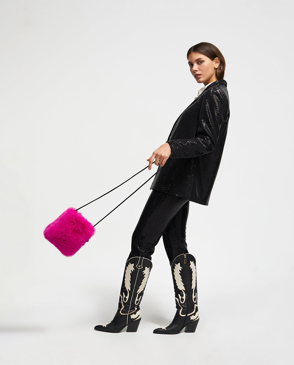 Faux fur crossbody bag