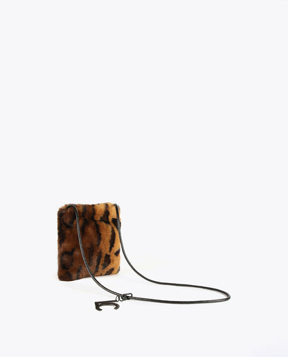 Faux animal fur crossbody bag