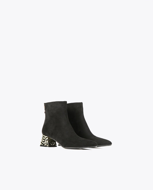 Ankle boots with golden heel