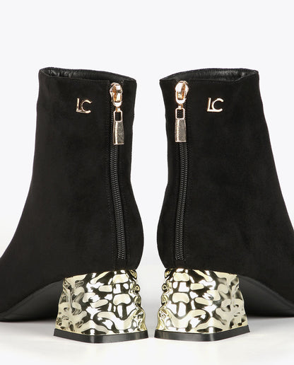 Ankle boots with golden heel