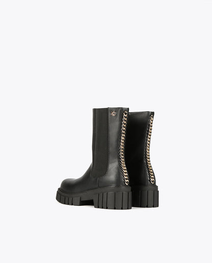 Black ankle boots with chain
