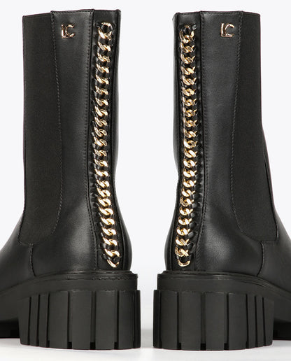 Black ankle boots with chain