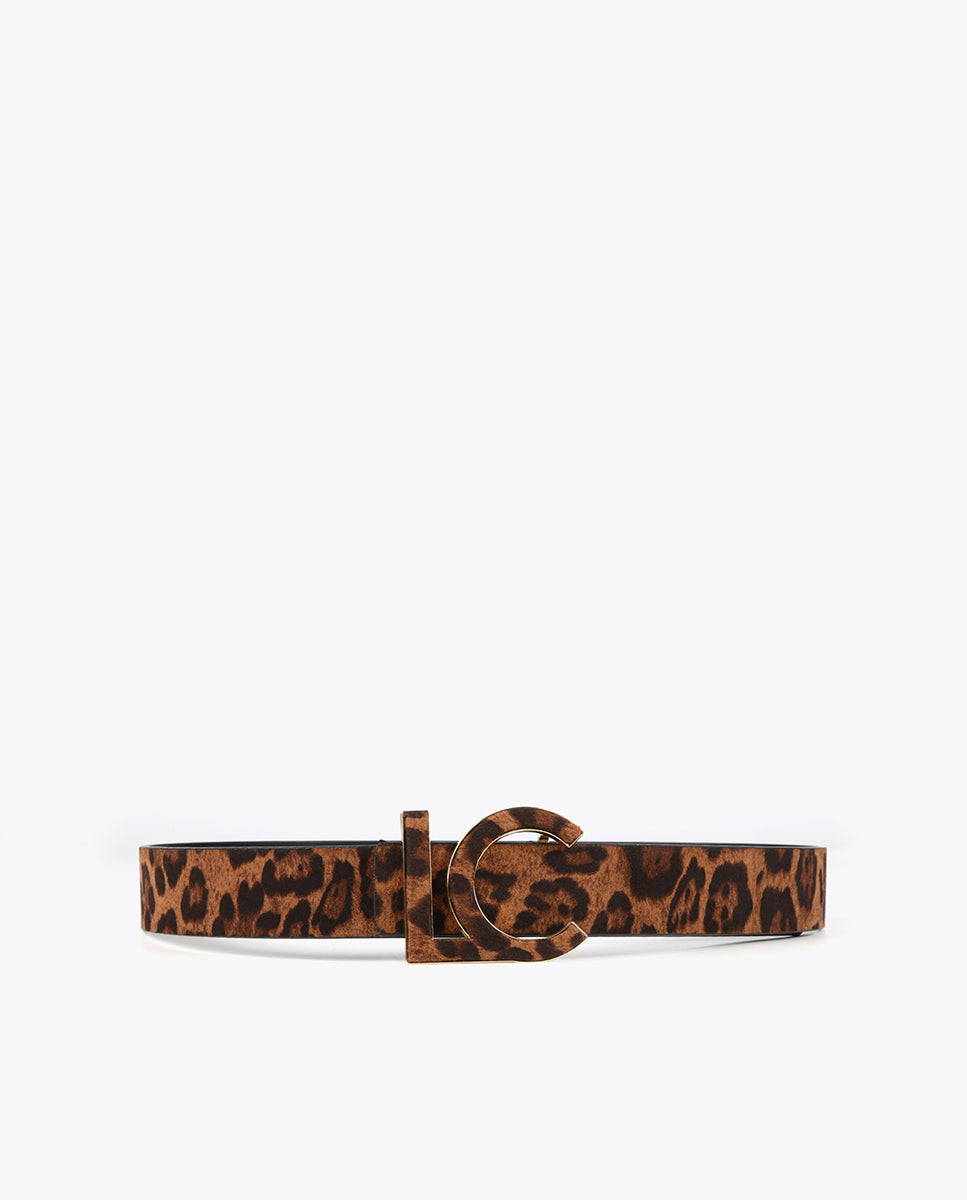 Reversible animal print belt