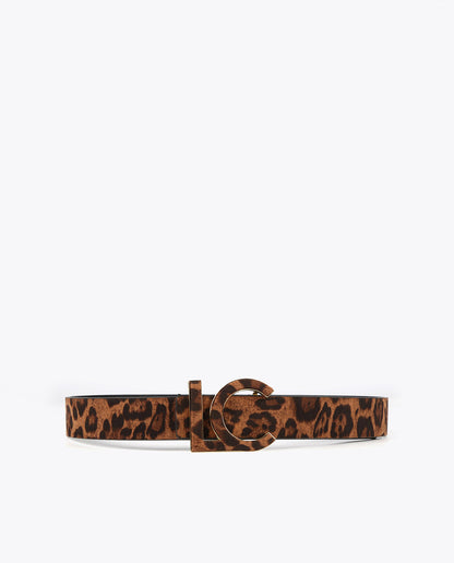 Reversible animal print belt