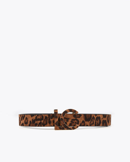Reversible animal print belt