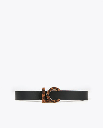 Reversible animal print belt