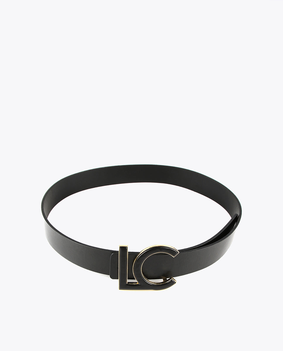 Faux leather belt with covered buckle