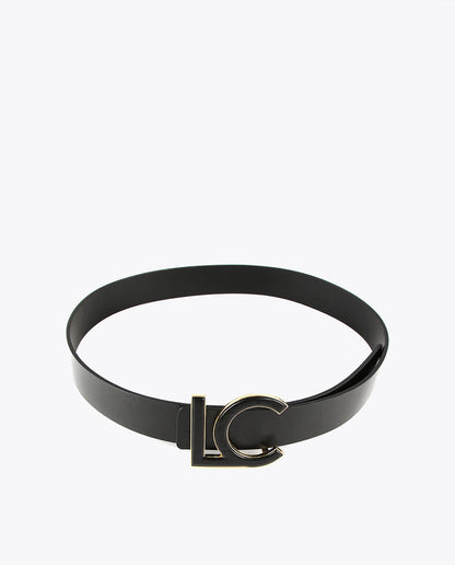 Faux leather belt with covered buckle