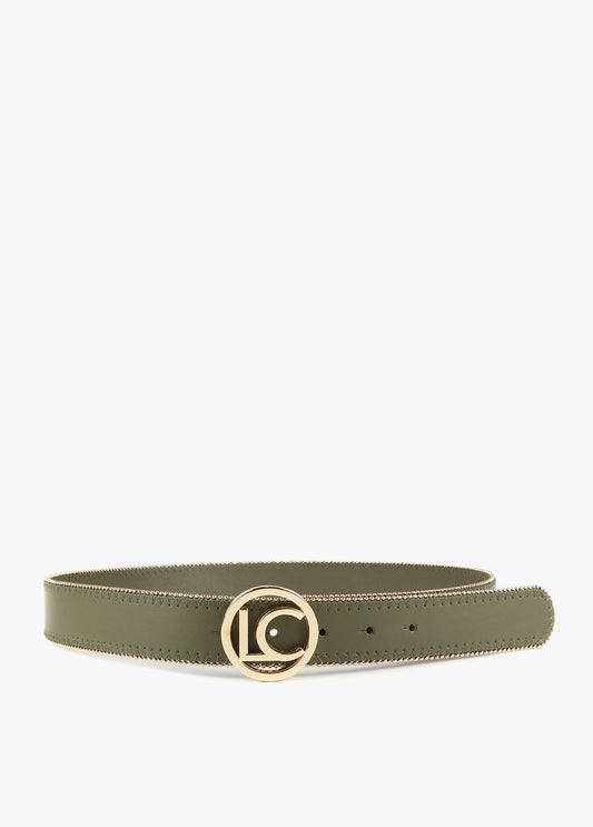 Belt with gold-toned trim