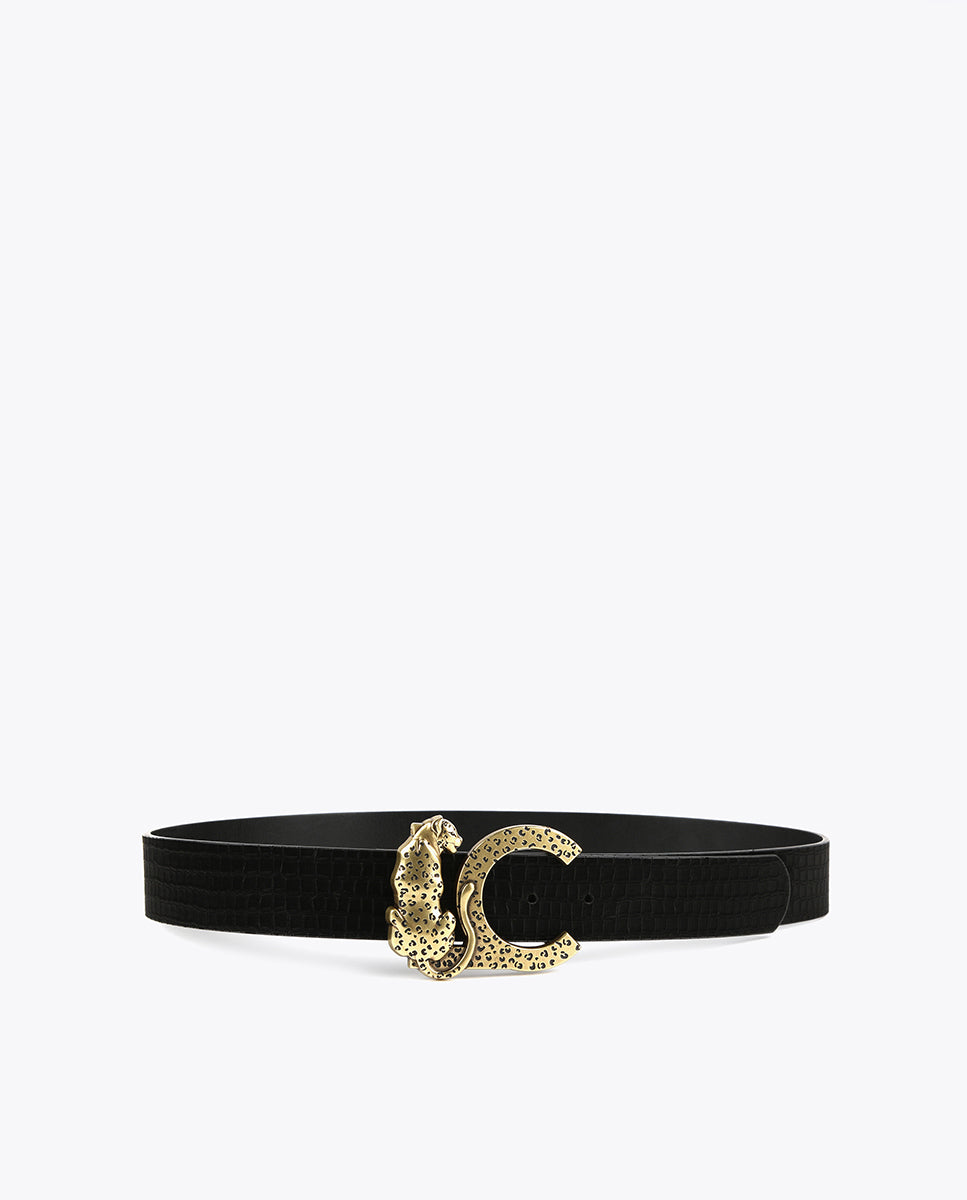 Reversible animal print belt