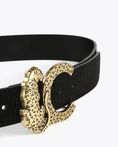 Reversible animal print belt