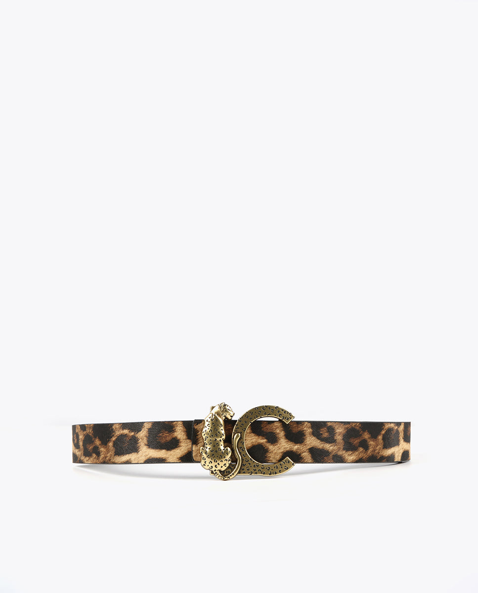 Reversible animal print belt