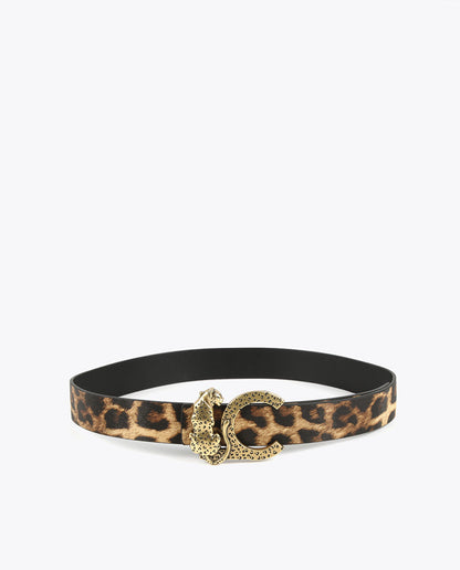 Reversible animal print belt