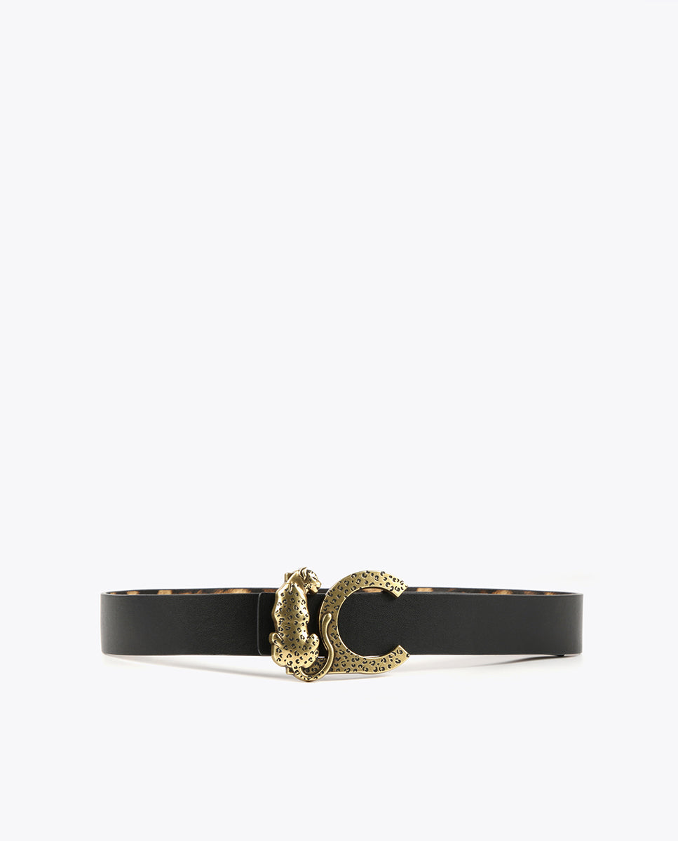 Reversible animal print belt