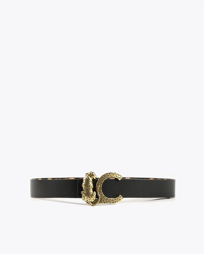 Reversible animal print belt