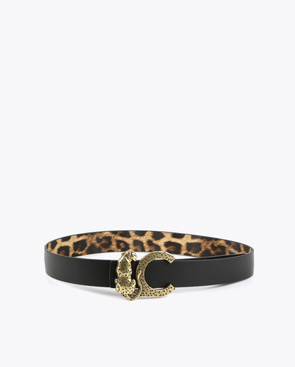 Reversible animal print belt