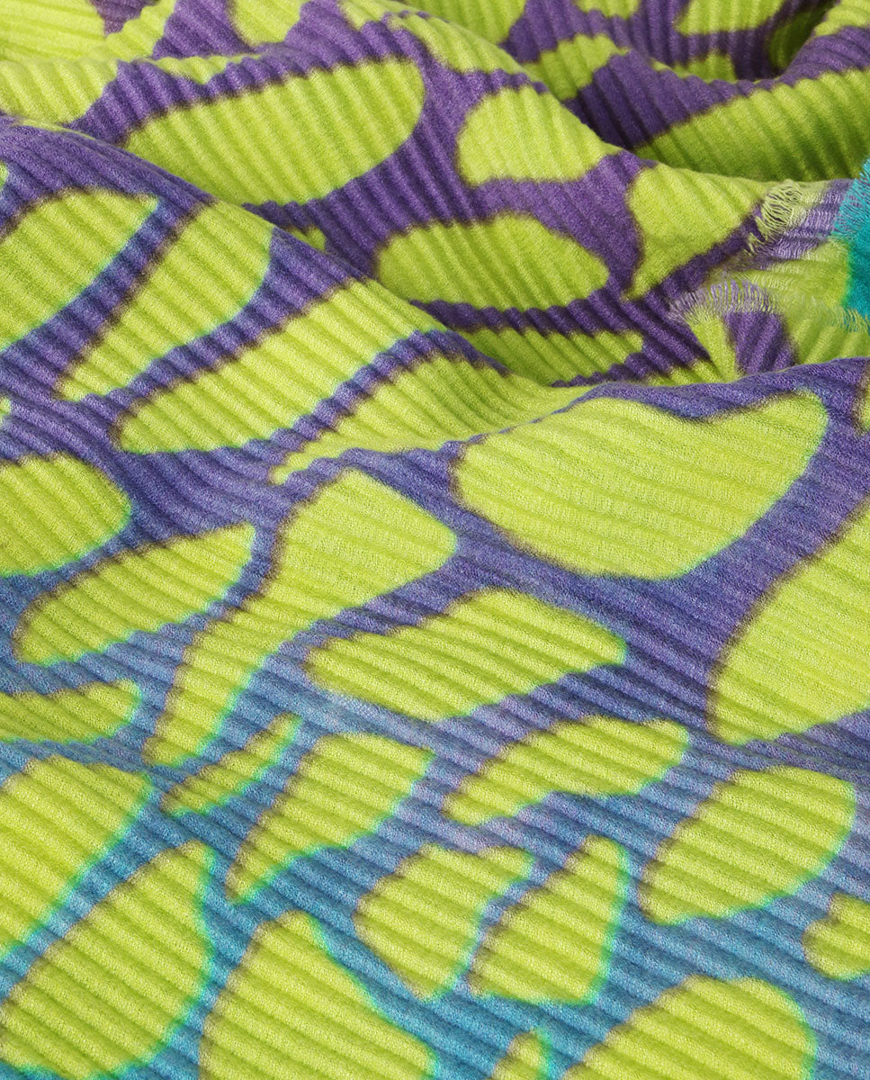 Pleated animal print scarf