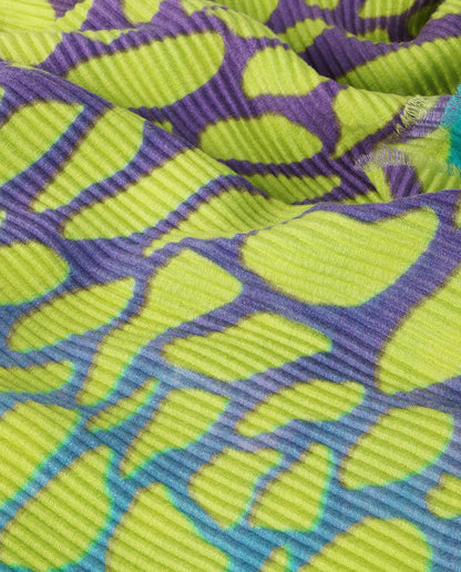 Pleated animal print scarf