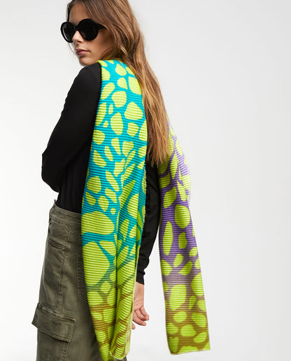Pleated animal print scarf