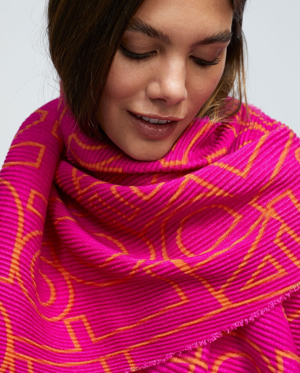 Pleated logo scarf