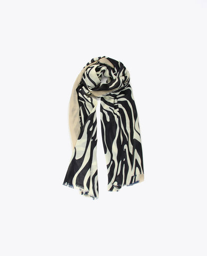 Logo and zebra print scarf