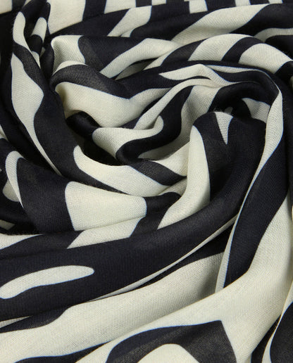 Logo and zebra print scarf