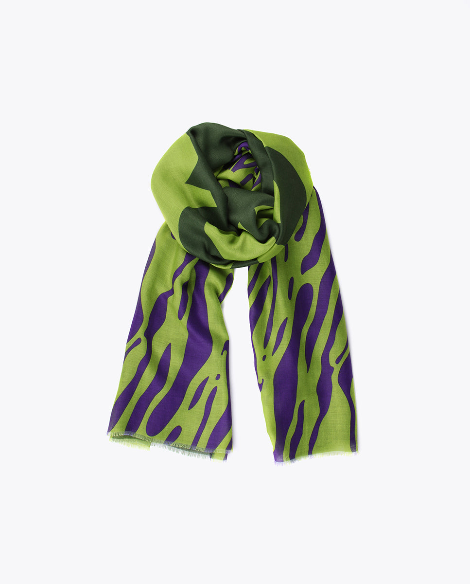 Maxi logo and animal print scarf