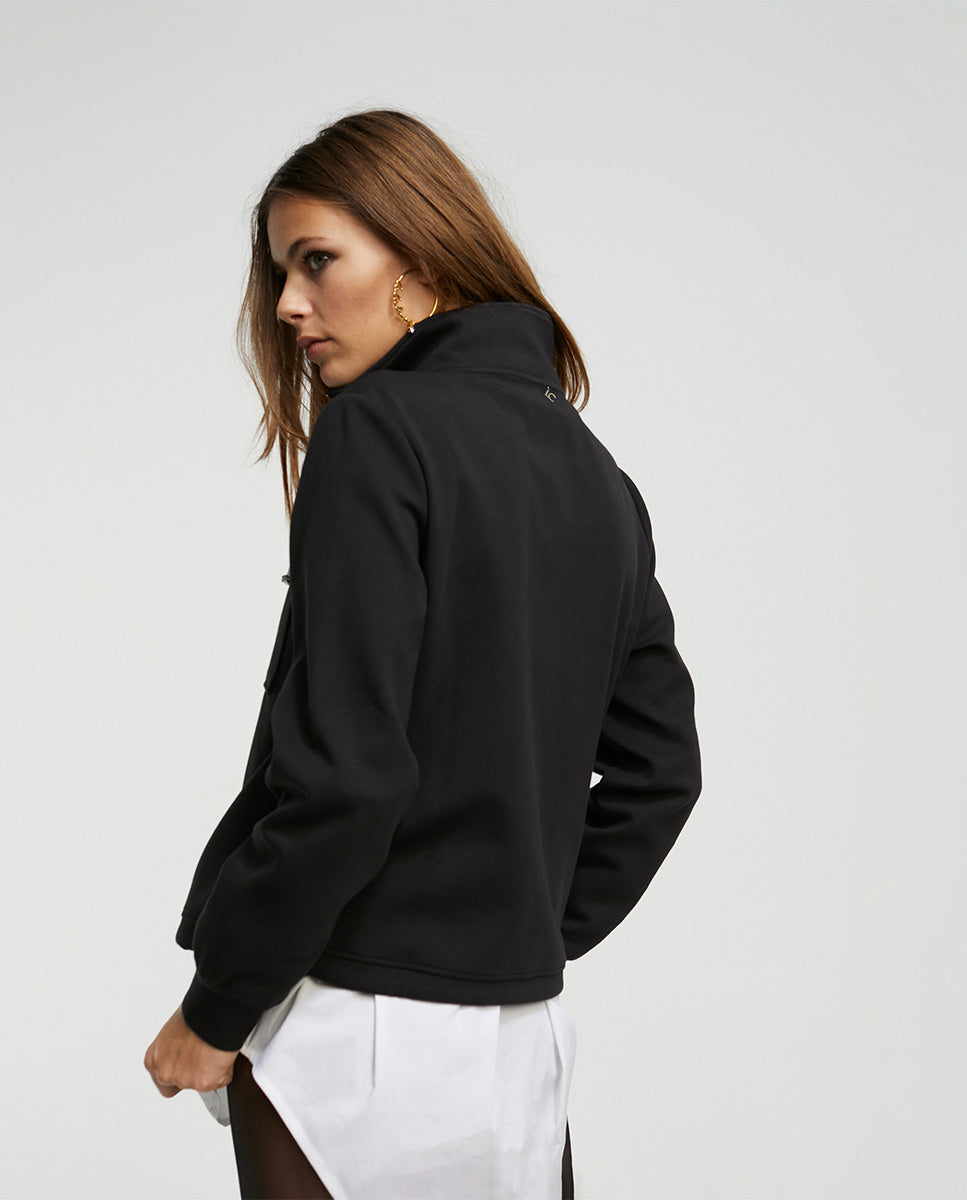 Sweatshirt with diamanté detail-LF2411002-BLACK