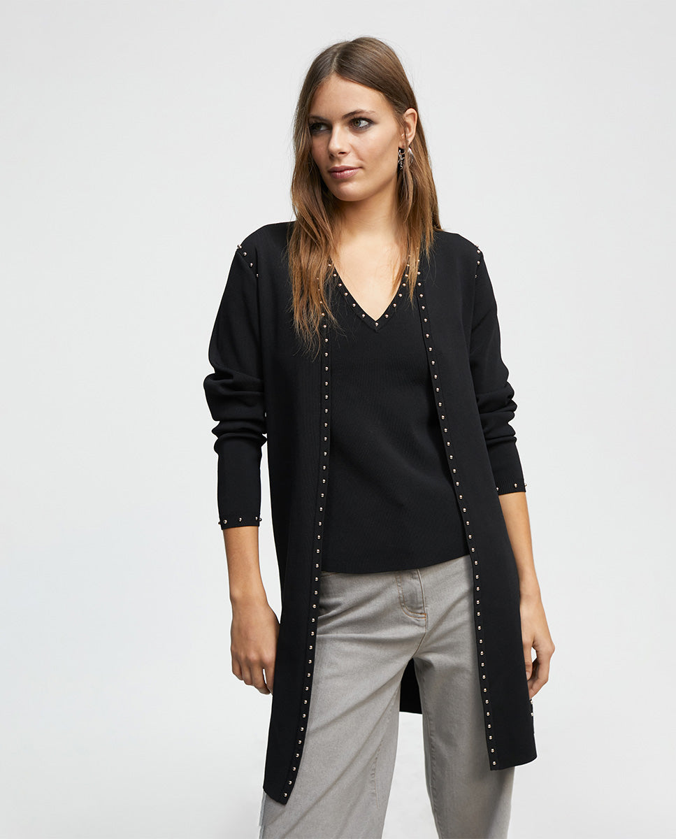 Studded knit cardigan