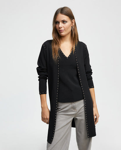 Studded knit cardigan
