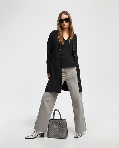 Studded knit cardigan