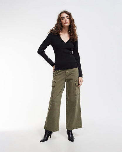 Knit sweater embellished with rhinestones