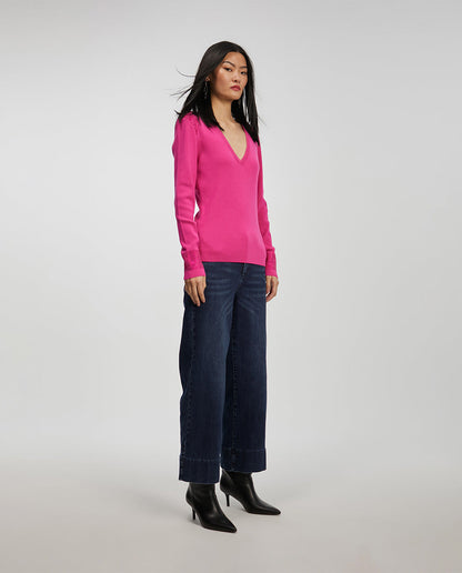 Knit sweater embellished with rhinestones