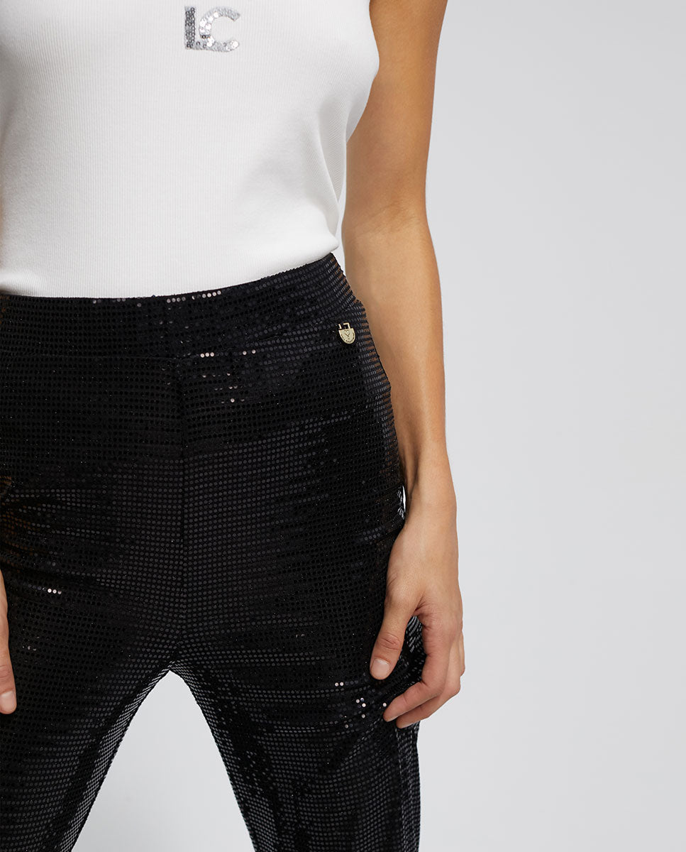 Sequinned knit trousers