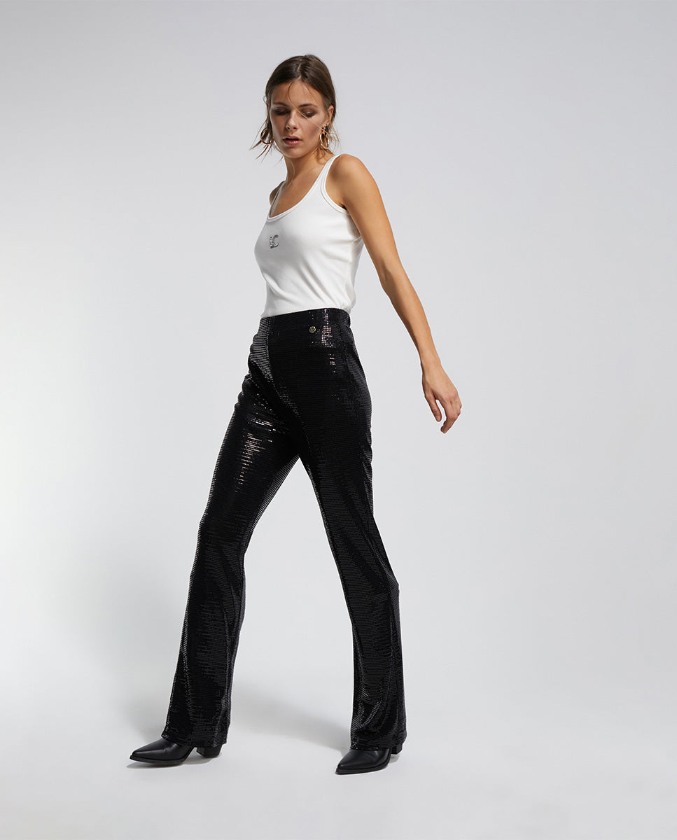 Sequinned knit trousers