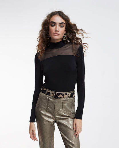 Sheer detail T-shirt